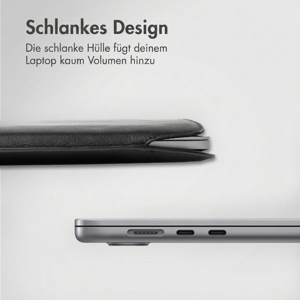 Accezz Leather Laptop Hülle Apple MacBook 15 Zoll - Laptop Sleeve - Schwarz