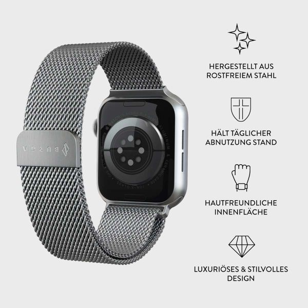 Burga Mailändische armband für das Apple Watch Series 1 bis 9 / SE (38/40/41 mm) | Series 10 (42 mm) - Silber