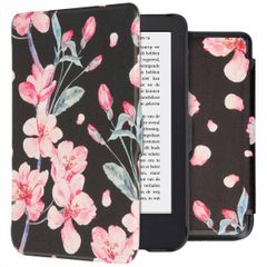 imoshion Design Slim Hard Case Klapphülle Kobo Clara 2E / Tolino Shine 4 - Blossom Watercolor Black