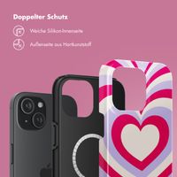 Selencia Vivid Tough Back Cover MagSafe für das iPhone 15 - Double Hearts Rubine Red Lilac