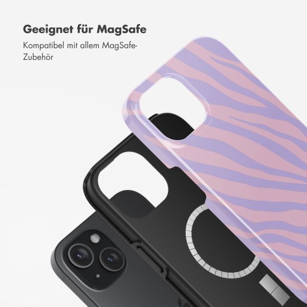 Selencia Vivid Tough Back Cover MagSafe für das iPhone 15 - Zebra Light Pink Lilac