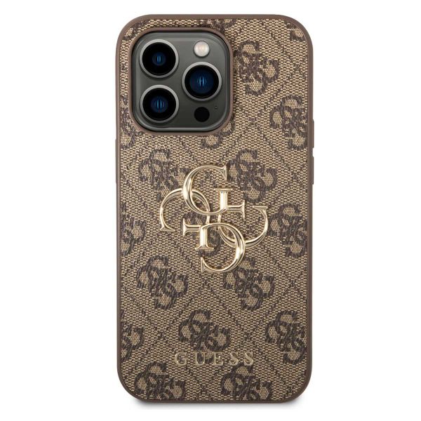 Guess 4G Metal Logo Back Cover für das iPhone 15 Pro Max - Braun