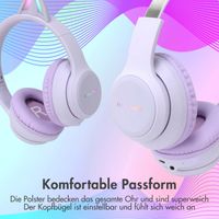 imoshion Kabellose Kinderkopfhörer LED Light Cat Ear - Dezibelbegrenzer - Mit AUX-Kabel - Lavender Lilac