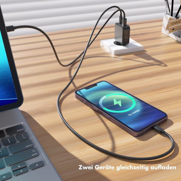 imoshion Powerbank 27.000 mAh + Accezz Ultra Slim GaN Ladegerät + Accezz USB-C- auf USB-C-Kabel - 1 Meter - Schwarz