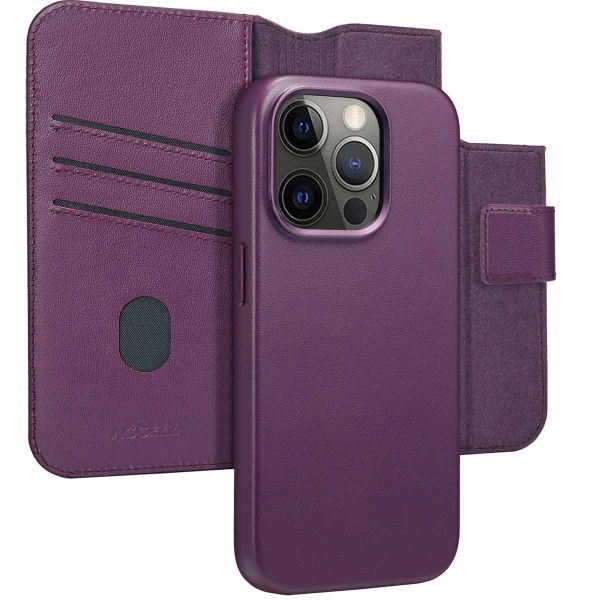 Accezz 2-in-1 Klapphülle aus Leder mit MagSafe für das iPhone 15 Pro - Heath Purple