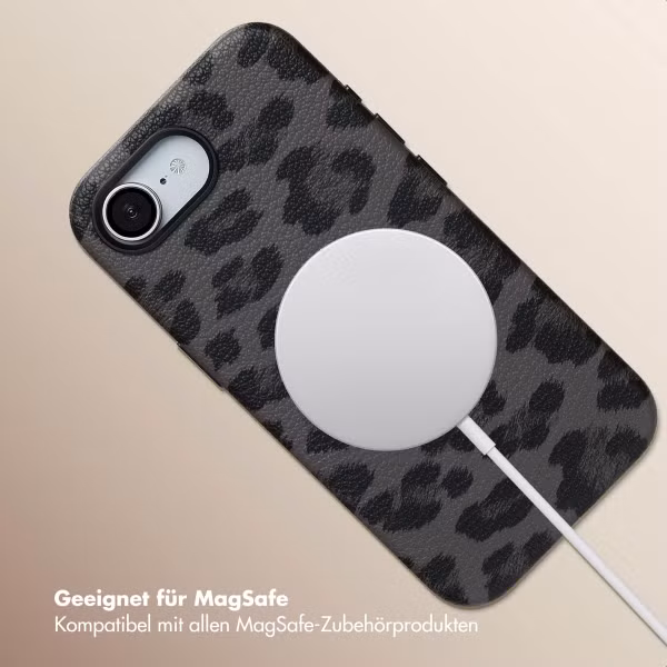 Selencia Sabi Backcover Leopardenmuster mit MagSafe Apple iPhone 16e - Midnight Black