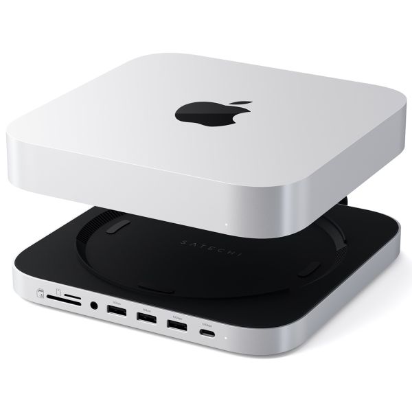 Satechi Aluminium Mac Mini/Mac Studio Stand Hub - Mit SSD-Steckplatz - Silber