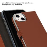 Selencia Echtleder Klapphülle für das iPhone 14 Plus - Hellbraun