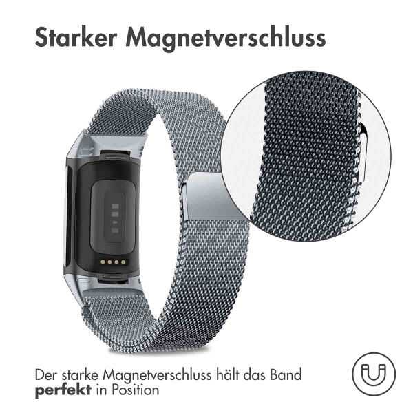 imoshion Mailändische Magnetarmband für das Fitbit Charge 5 / Charge 6 - Größe S - Space Gray