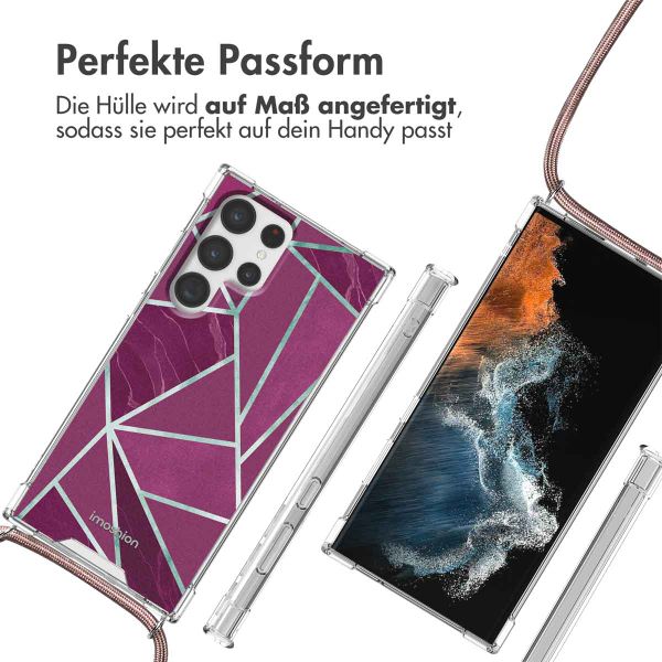 imoshion Design Hülle mit Band für das Samsung Galaxy S22 Ultra - Bordeaux Graphic