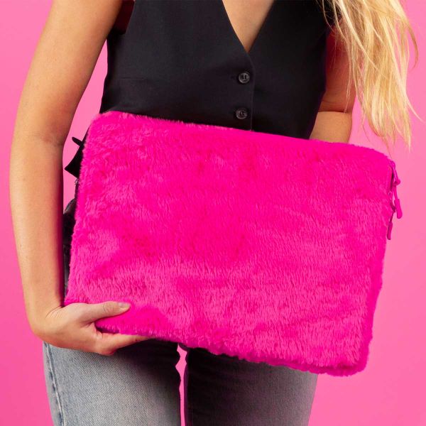 imoshion Fluffy Laptop Hülle 13-14 Zoll - Laptop Sleeve - Hot Pink