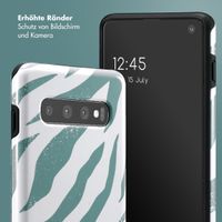 Selencia Vivid Tough Back Cover für das Samsung Galaxy S10 - Colorful Zebra Pine Blue