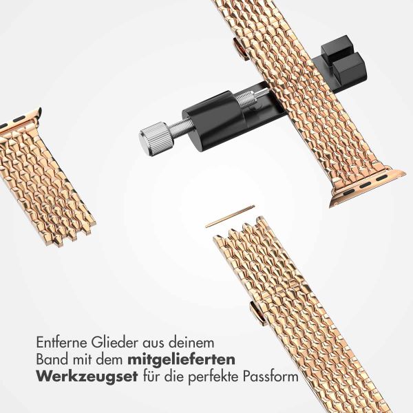 Selencia Drachenarmband aus Stahl für das  Apple Watch Series 1 t/m 11 / SE / Ultra (44/45/46/49 mm) - Rosé gold