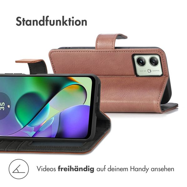 imoshion Luxuriöse Klapphülle Motorola Moto G54 - Braun