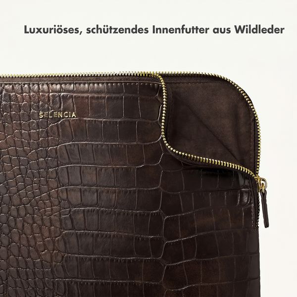 Selencia Croco Laptop Hülle 15-16 Zoll - Laptop Sleeve - Choco Brown