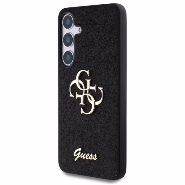 Guess 4G Metal Logo Back Cover mit Glitter für das Samsung Galaxy S25 Plus - Black