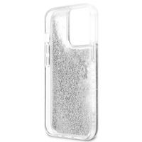 Guess 4G Logo Liquid Glitter Back Cover für das iPhone 13 Pro - Silver