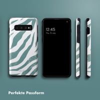 Selencia Vivid Tough Back Cover für das Samsung Galaxy S10 - Colorful Zebra Pine Blue