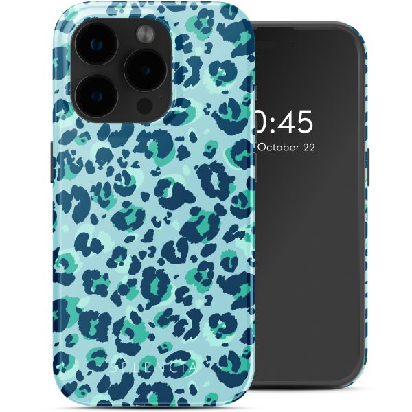 Selencia Vivid Tough Back Cover mit MagSafe für das iPhone 15 Pro - Wild Spots Light Blue