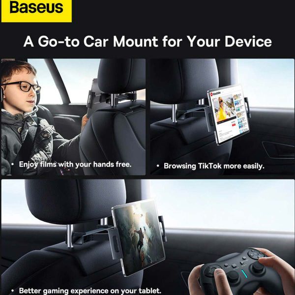 Baseus Joyride Pro Series Car Backseat Mount - 360° drehbar – Für Tablet und Handy – Schwarz