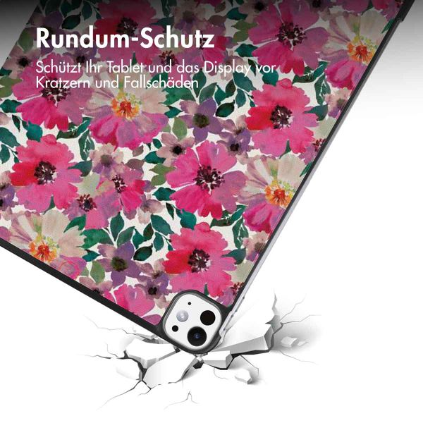 imoshion Design Trifold Klapphülle für das iPad Pro 11 (2024) M4 - Floral Watercolor