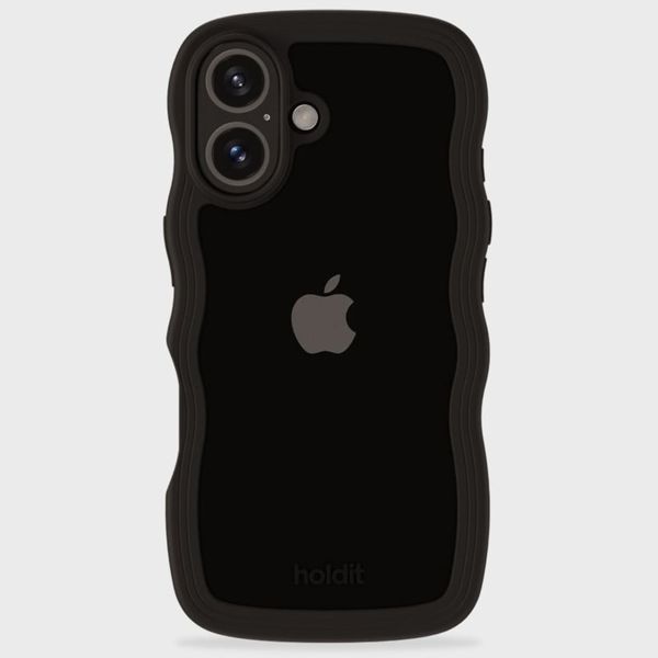Holdit Wavy Case für das Apple iPhone 16 - Black / Transparent