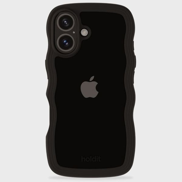 Holdit Wavy Case für das iPhone 16 - Black / Transparent