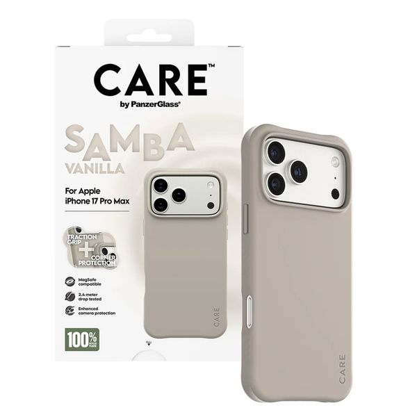 CARE by PanzerGlass Modisches Case Samba mit MagSafe Apple iPhone 17 Pro Max - Vanilla Beige