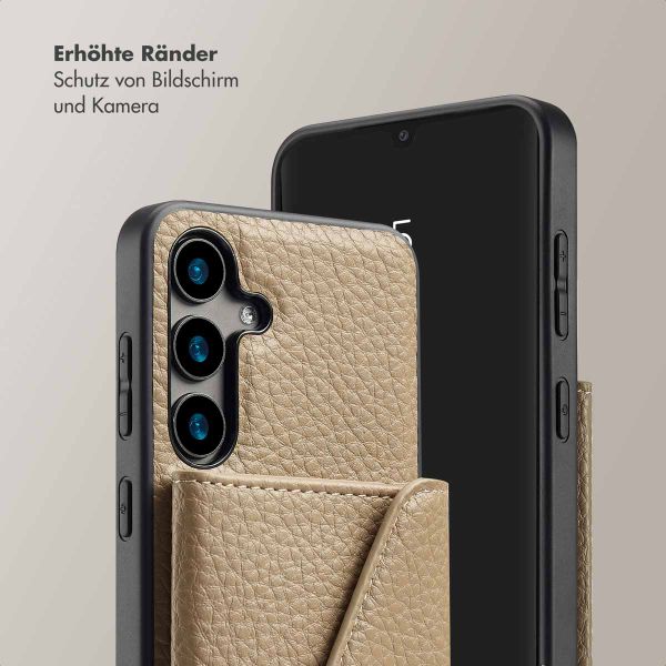 Selencia Sera Kordel-Hulle mit Kartenhalter-Umschlag für das Samsung Galaxy S24 - Beige