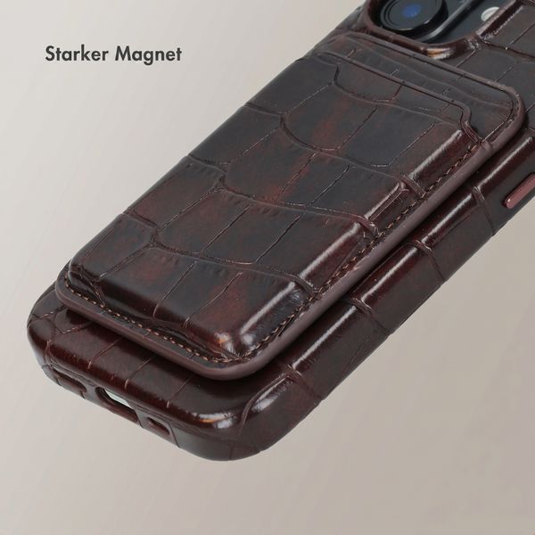 Selencia Croco Kartenhalter mit MagSafe - Choco Brown