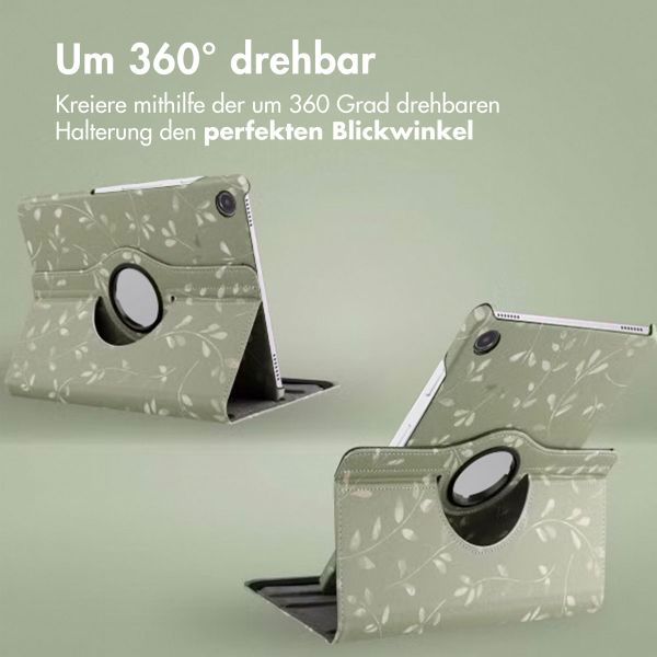 imoshion 360° drehbare Design Klapphülle Samsung Galaxy Tab A9 Plus - Green Flowers