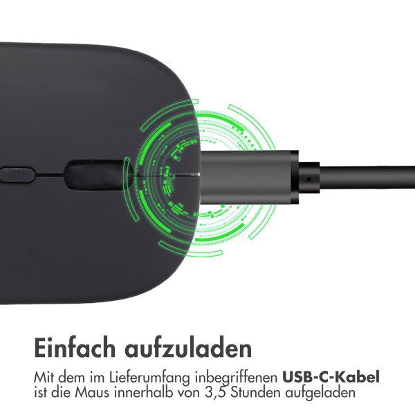 imoshion Kabellose Maus - Wiederaufladbare Computermaus + 2,4G USB-A Adapter - Schwarz