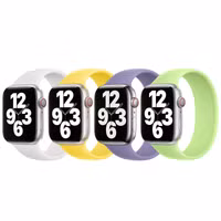 Apple 4 Pack Silikon Solo Loop für Apple Watch | 38/40/41/42 mm - Größe 6 - White / Canary Yellow / English Lavender / Sprout Green
