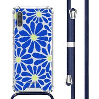 imoshion Design Hülle mit Band für das Samsung Galaxy A50 - Cobalt Blue Flowers Connect