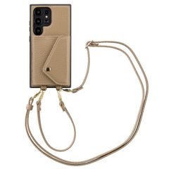 Selencia Sera Kordel-Hulle mit Kartenhalter-Umschlag für das Samsung Galaxy S24 Ultra - Beige