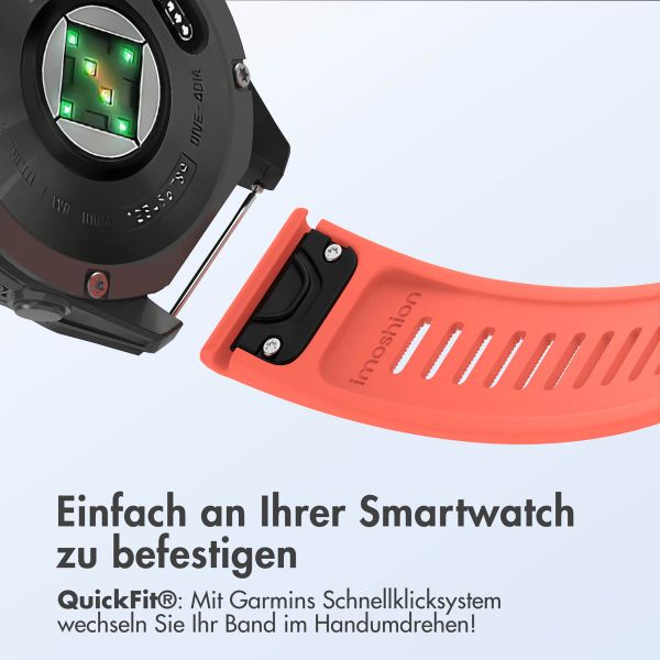 imoshion QuickFit® Silikonarmband Stripe für die Garmin Watch | 22 mm Anschluss - Orange