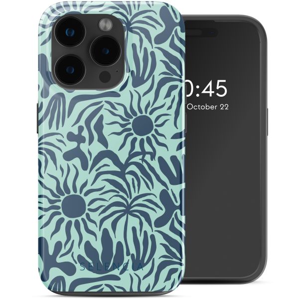 Selencia Vivid Tough Back Cover mit MagSafe für das iPhone 15 Pro Max - Tropical Vibes Light Blue