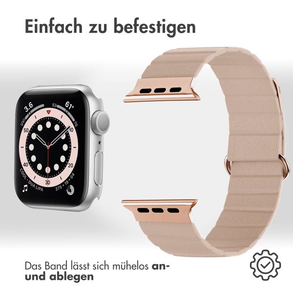 imoshion Magnetlederarmband für Apple Watch Series 1 t/m 9 / SE (38/40/41 mm) | Series 10 / 11 (42 mm) - Beige