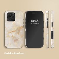 Selencia Vivid Tough Back Cover mit MagSafe für das iPhone 16 Pro - Golden Beige Marble