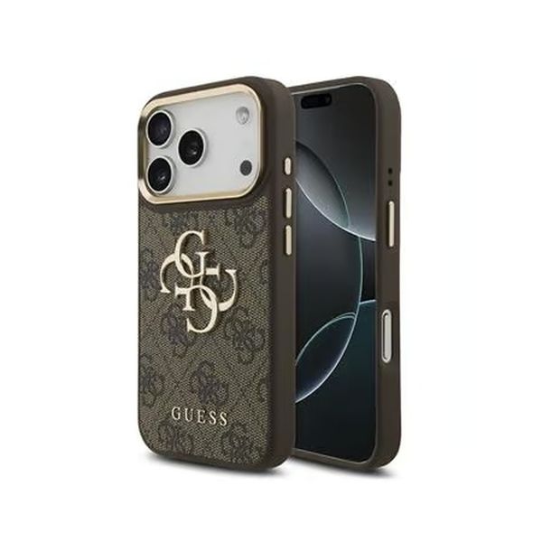 Guess 4G Metal Logo Back Cover Apple iPhone 18 Pro / 17 Pro - Braun