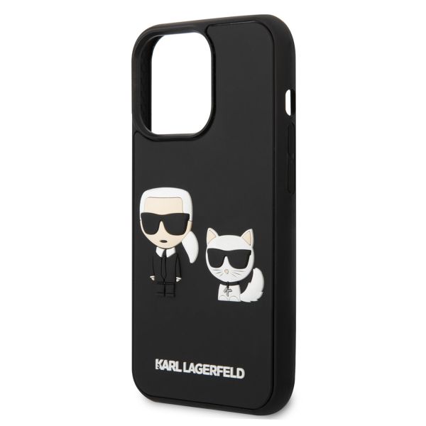 Karl Lagerfeld Karl & Choupette 3D Rubber Hardcase Backcover für das iPhone 14 Pro - Schwarz