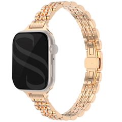 Selencia Jubilee inspiriertes schmales Edelstahlarmband für die Apple Watch Series 1 bis 9 / SE (38/40/41 mm) | Series 10 (42 mm) - Roségold