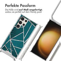 imoshion Design Hülle mit Band für das Samsung Galaxy S23 Ultra - Petrol Green Graphic