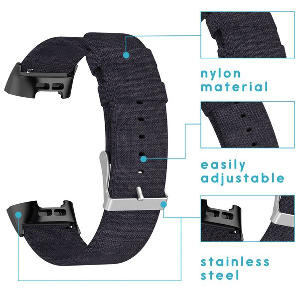 imoshion Nylon-Armband für Fitbit Charge 3 / 4 - Schwarz