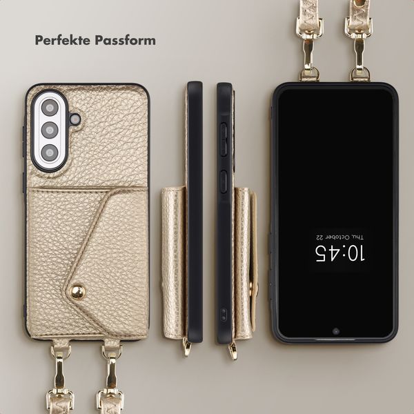 Selencia Sera HandyHülle mit Kordel und Umschlag-Kartenhalter Samsung Galaxy A57 (5G) - Champagne