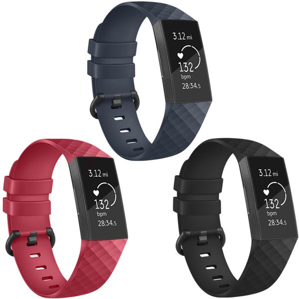 imoshion Silikonband 3 Pack für die Fitbit Charge 3 / 4 - Schwarz / Blau / Rot