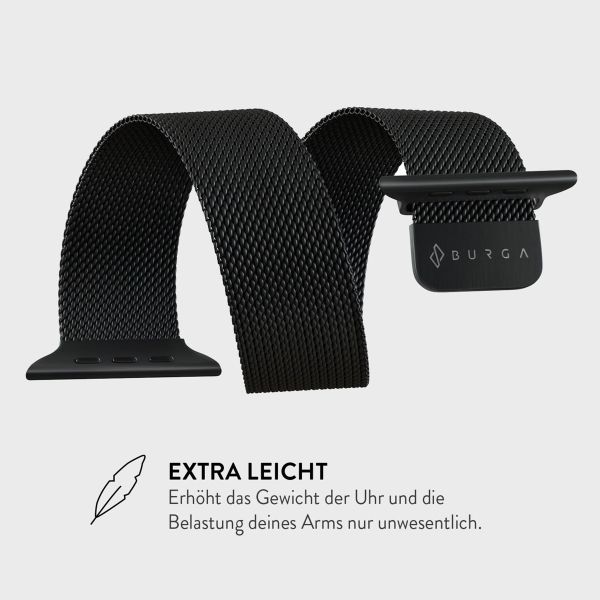 Burga Mailändische armband für das Apple Watch Series 1 bis 9 / SE (38/40/41 mm) | Series 10 (42 mm) - Schwarz