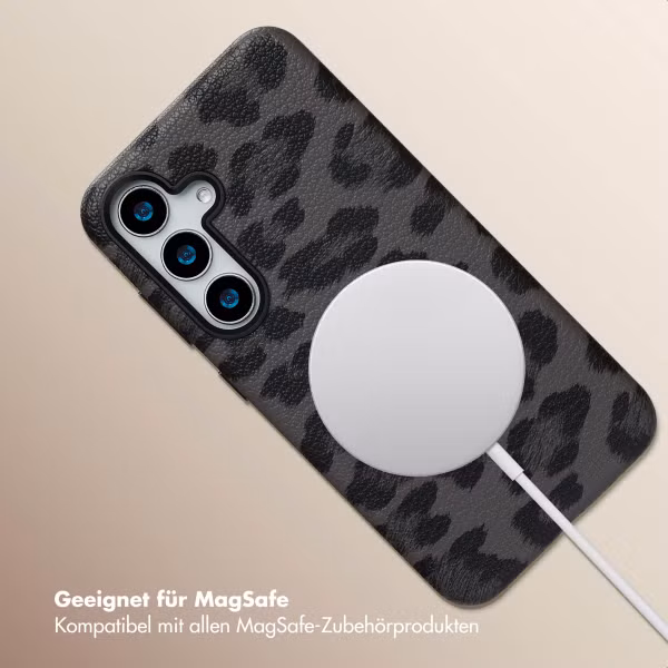 Selencia Sabi Backcover Leopardenmuster mit MagSafe Samsung Galaxy S25 - Midnight Black
