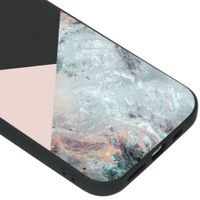 imoshion Design Hülle iPhone 12 (Pro) - Marmor - Rosa / Schwarz