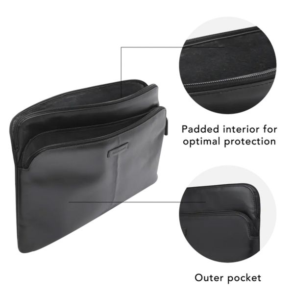 dbramante1928 Skagen Pro+ Sleeve - Laptop Hülle 13 Zoll - Laptop Sleeve - Echtes Leder - Apple MacBook Pro 13 Zoll / Air 13 Zoll - Black